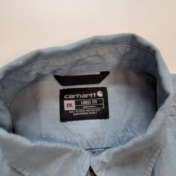 Carhartt Loose Fit Midweight Chambray Short Sleeve Shirt Button Up Size 2XL XXL - Picture 8 of 10
